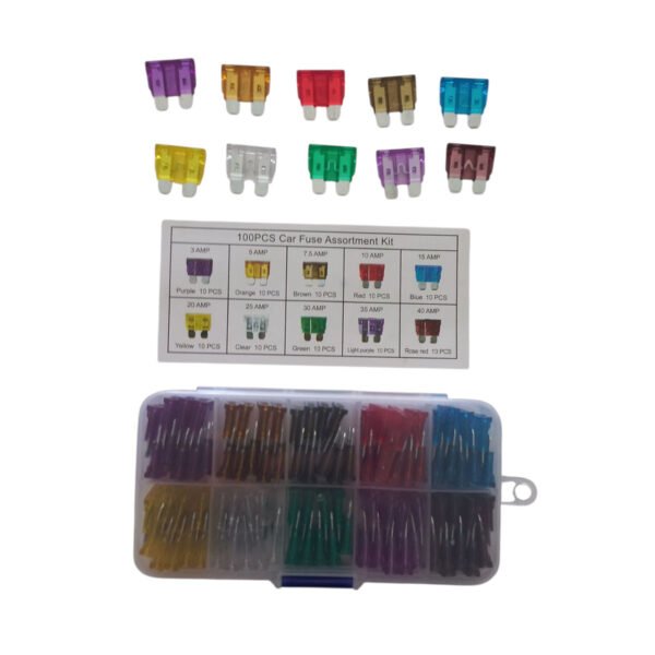 fusible FUSE100PCS 2 Kit 100 Fusibles Cajita Plastica Ficha Plana Surtidos Autos
