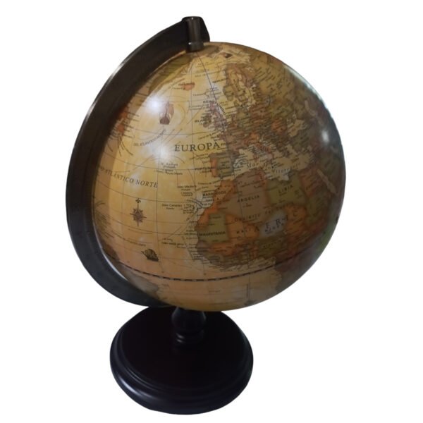 Globo Terraqueo Base Madera Meridiano Metal 25 Cm Gloter