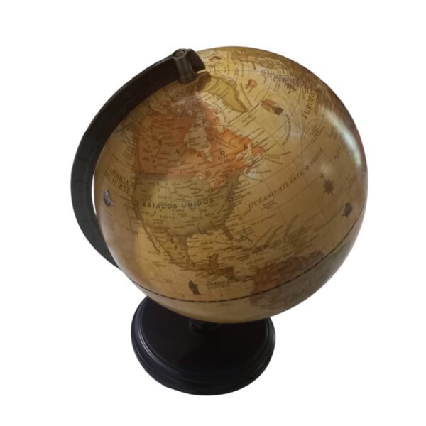 Globo Terraqueo Base Madera Meridiano Metal 25 Cm Gloter
