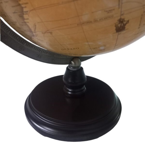 Globo Terraqueo Base Madera Meridiano Metal 25 Cm Gloter