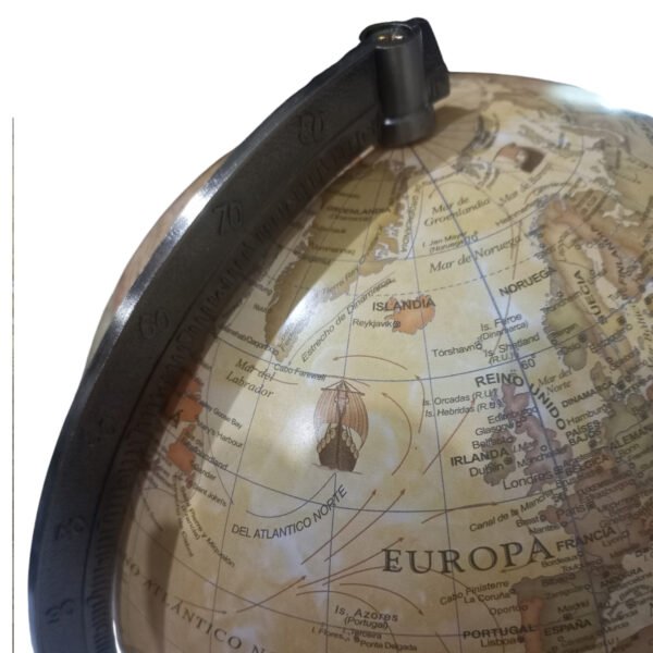 Globo Terraqueo Base Madera Meridiano Metal 25 Cm Gloter