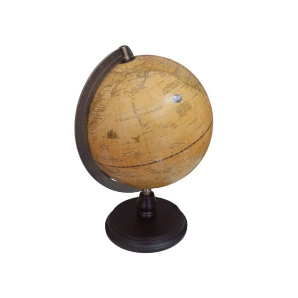 Globo Terraqueo Sepia Velador Luz 25cm Meridiano Metal Mader