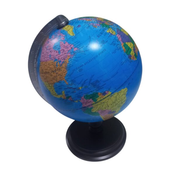 Globo Terraqueo 25 Cm Meridiano Metal Base Madera Politico