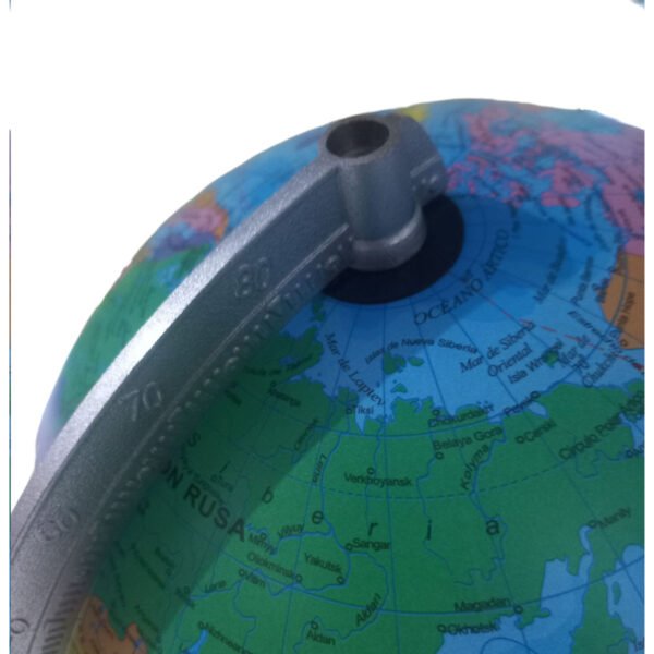 Globo Terraqueo 25 Cm Meridiano Metal Base Madera Politico