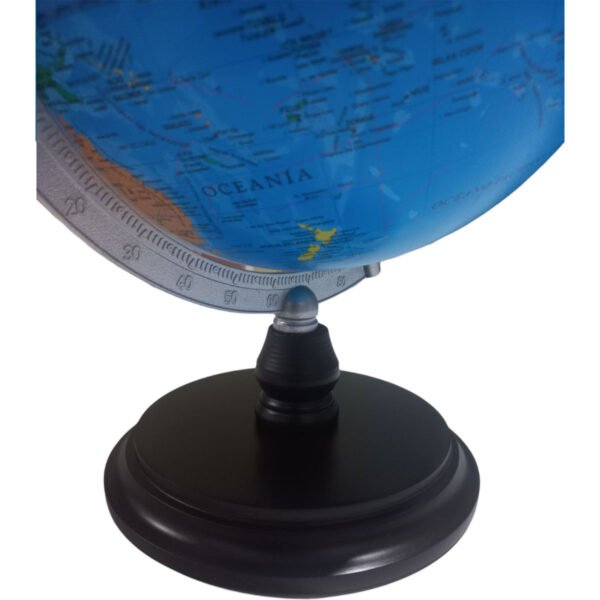 Globo Terraqueo 25 Cm Meridiano Metal Base Madera Politico