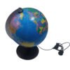 Globo Terraqueo Velador Luz 25cm Meridiano Metal Base Madera - Imagen 2