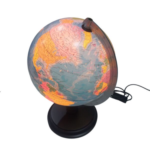 globo 259wml 3 Globo Terraqueo Velador Luz 25cm Meridiano Metal Base Madera