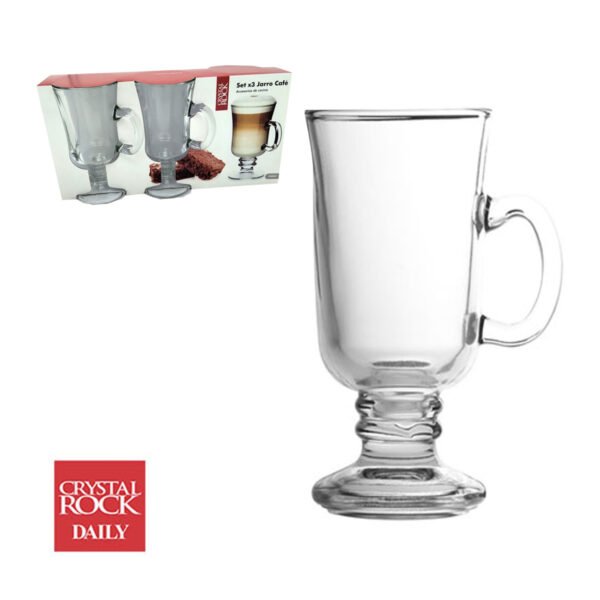 Set X3 Jarros De Cafe Vidrio Latte Machiatto Capuccino 240ml
