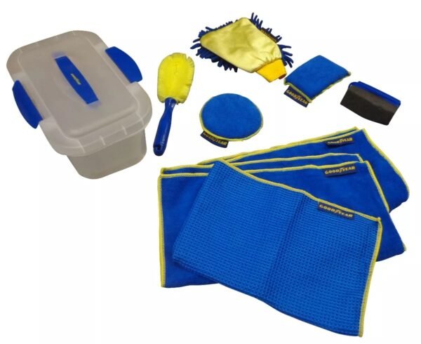Kit De Limpieza Auto 9 En 1 Good Year En Caja Súper Práctica Paño Microfibra Combo Cepillo Trapo Esponja Pmcventas