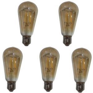 Lampara Led Pack X 5 Filamento Tubular Vintage 6w Luz Calida