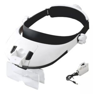 Lupa Vincha Cabeza Luz Led Recargable 5 Lentes Cosmetologia