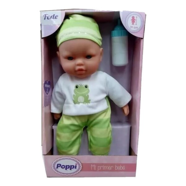 Muñeca Con Sonidos Poppi Mi Primer Bebe 31cm Con Mamadera