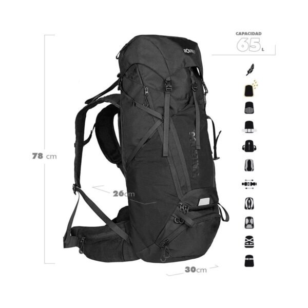 Mochila Mochilero Trekking Viaje Camping Waterdog Route 65 L