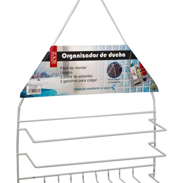 Organizador De Ducha Baño 2 Estantes Para Colgar Metal Blanc