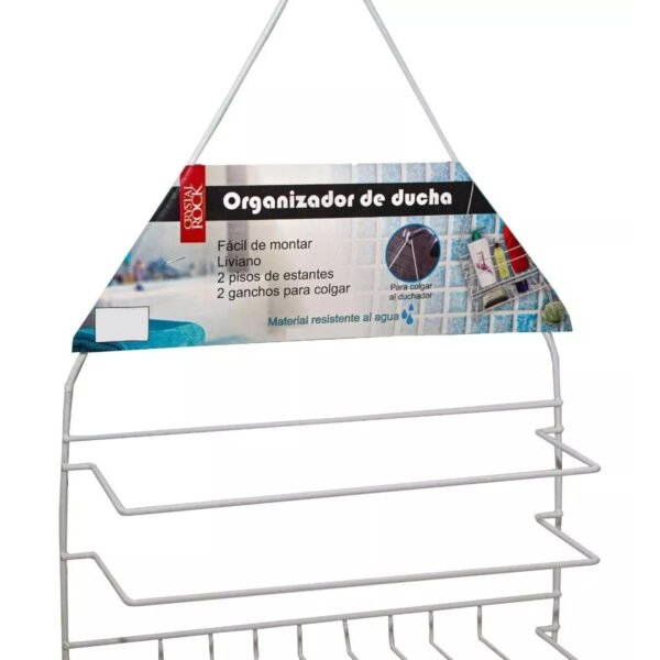 Organizador De Ducha Baño 2 Estantes Para Colgar Metal Blanc