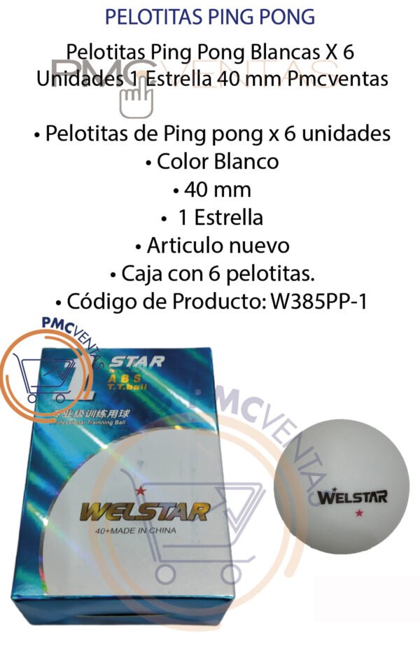 pelotitas-ping-pong-W385PP-1-plantilla Pelotitas Ping Pong Blancas X 6 Unidades 1 Estrella 40 Mm