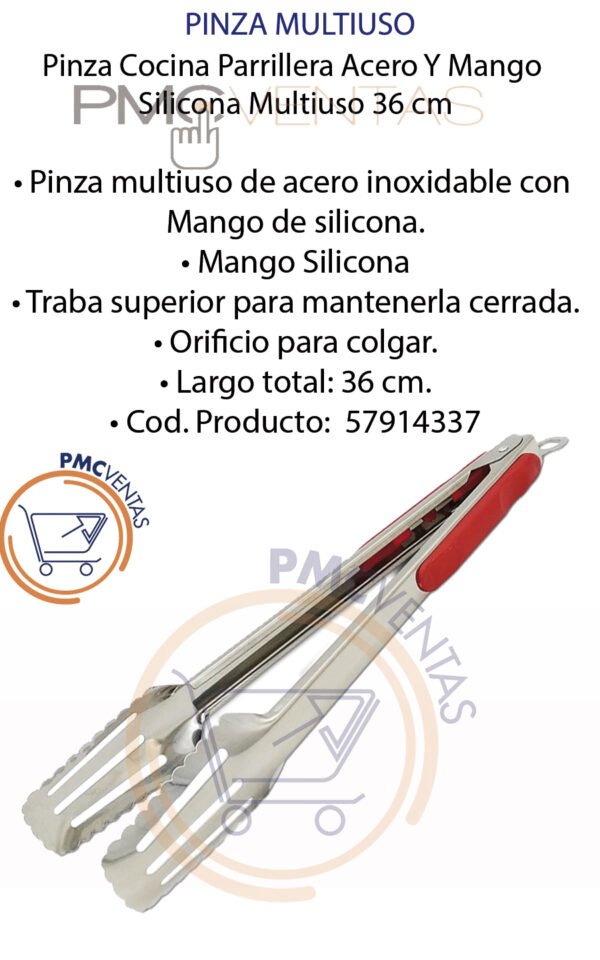 pinza-multiuso-57914337-plantilla Pinza Cocina Parrillera Acero Mango Silicona Multiuso 36 Cm