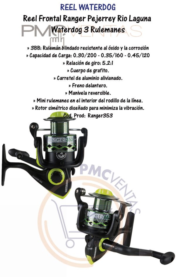 Reel Frontal Ranger Pejerrey Rio Laguna Waterdog 3 Rulemanes