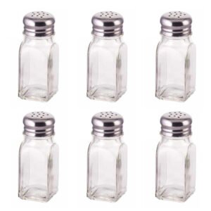 Set X 6 Salero Vidrio Tapa Acero Pimentero Especiero