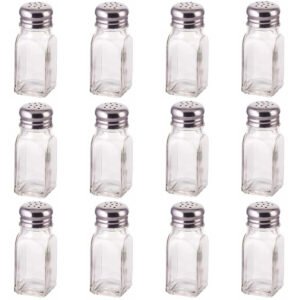 Salero X 12 Pimentero Vidrio Tapa Acero Especiero Cuadrado