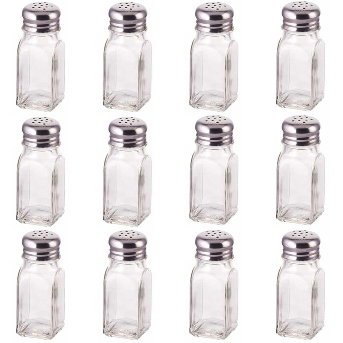 Salero X 12 Pimentero Vidrio Tapa Acero Especiero Cuadrado