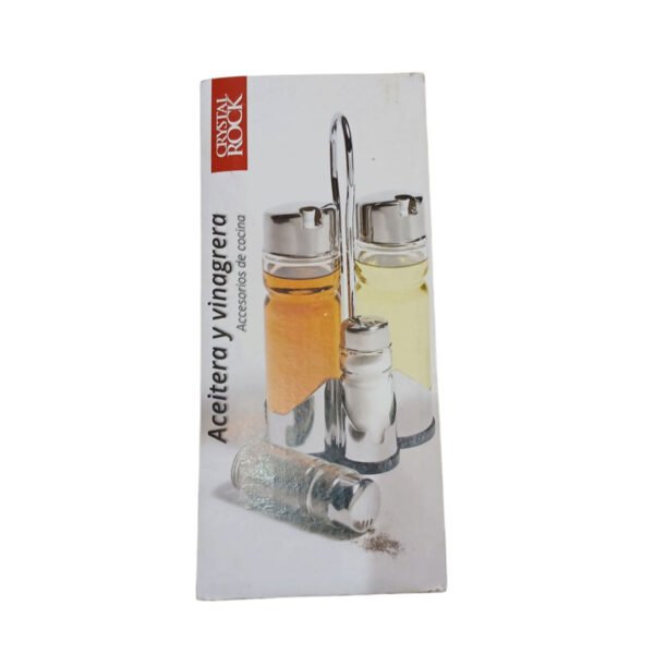 Set Aceitera Vinagrera Salero Pimentero 4 Pzas Acero Vidrio