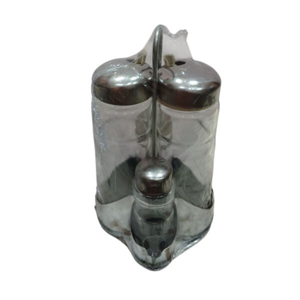 Set Aceitera Vinagrera Salero Pimentero 4 Pzas Acero Vidrio