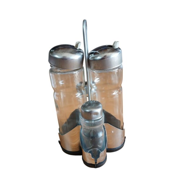 Set Aceitera Vinagrera Salero Pimentero 4 Pzas Acero Vidrio