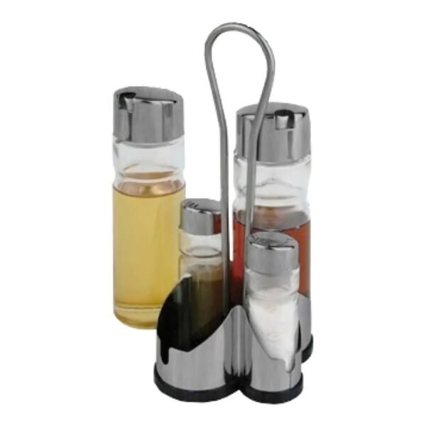 Set Aceitera Vinagrera Salero Pimentero 4 Pzas Acero Vidrio
