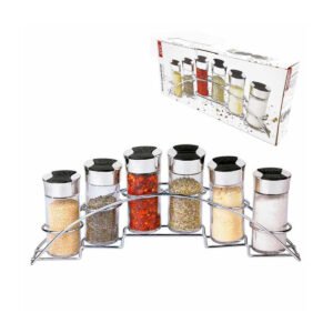 Set X 6 Especieros Condimentero Frascos Vidrio Con Base