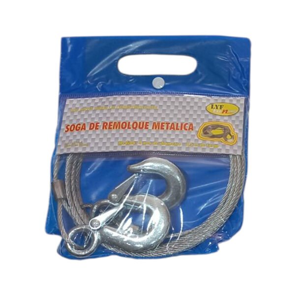 Soga Remolque Metalica 4 Mm 3,5 Metros Linga Con Ganchos