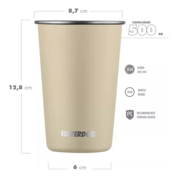 Vaso Acero Inoxidable Waterdog  Fita 500 Cc Jarro