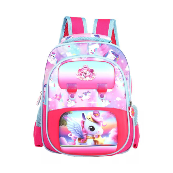 Mochila Escolar Niños Niñas Frente Con Relieve Porta Botella