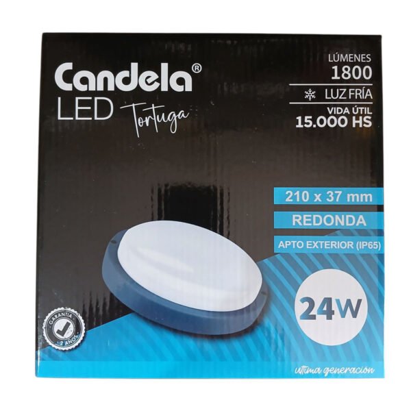 Tortuga Plafon Redonda Exterior 24w Luz Led Fría Candela