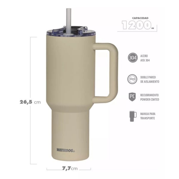 vaso cold 1200 amarillo yw 2 Vaso Con Manija Grande Termico Hermetico Tapa Sorbete 25 Cm