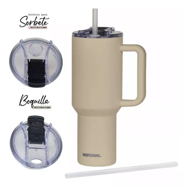 vaso cold 1200 amarillo yw 3 Vaso Con Manija Grande Termico Hermetico Tapa Sorbete 25 Cm