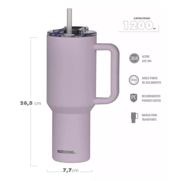 vaso cold 1200 lila ps 2 Vaso Con Manija Grande Termico Hermetico Tapa Sorbete 25 Cm