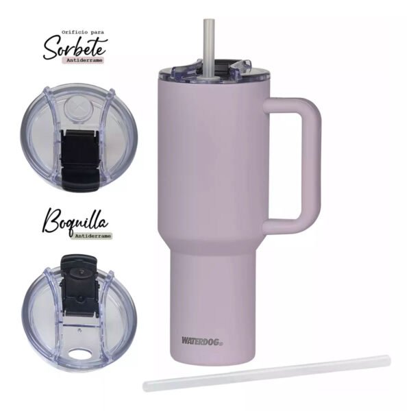 vaso cold 1200 lila ps 3 Vaso Con Manija Grande Termico Hermetico Tapa Sorbete 25 Cm