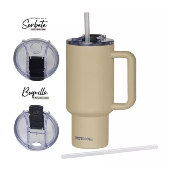 Vaso Con Manija Termico Tapa Sorbete Waterdog Cold 900 Ml