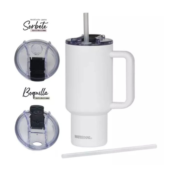 Vaso Con Manija Termico Tapa Sorbete Waterdog Cold 900 Ml