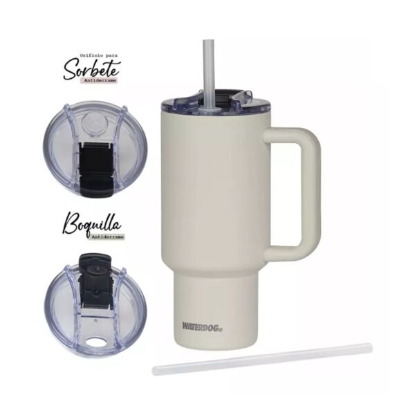Vaso Con Manija Termico Tapa Sorbete Waterdog Cold 900 Ml