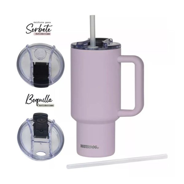 Vaso Con Manija Termico Tapa Sorbete Waterdog Cold 900 Ml