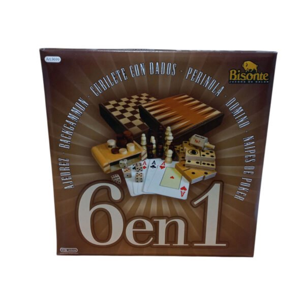 combinado 6 en 1 3 Set 6 Juegos En 1 Backgammon Ajedrez Naipes Domino Generala Bisonte