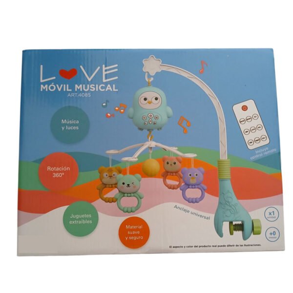 Movil Musical Con Control Remoto Cunero Con Luz y Juguetes