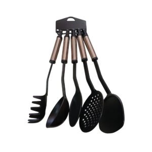Set 5 Utensilios De Cocina Teflon Mango Acero Crystal Rock