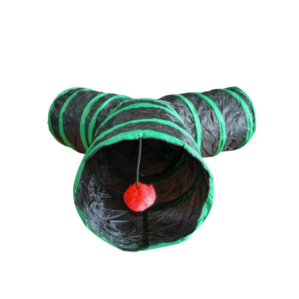 tunel gato p302 verde 1 Tunel Para Gatos En T 3 Salidas Juguete Mascota Plegable