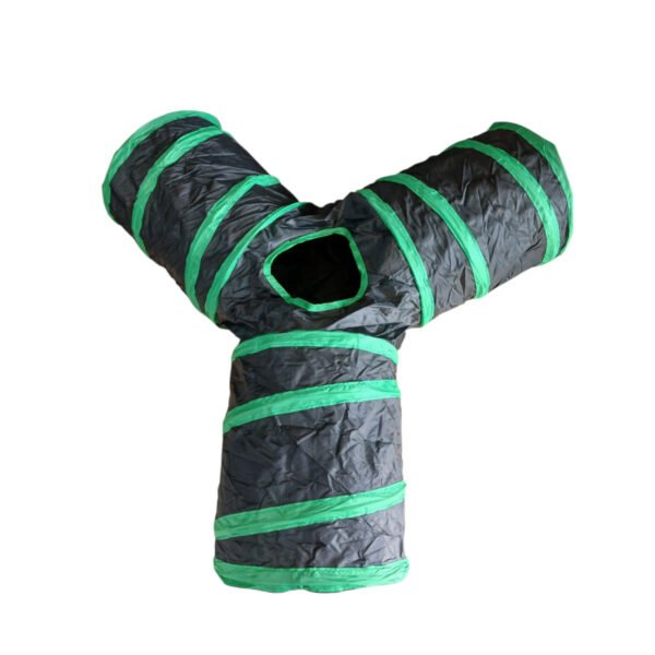 tunel gato p302 verde 3 Tunel Para Gatos En T 3 Salidas Juguete Mascota Plegable