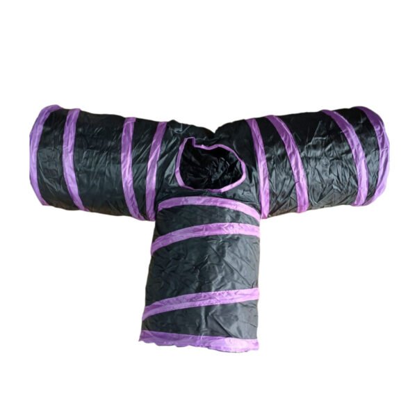 tunel gato p302 violeta 3 Tunel Para Gatos En T 3 Salidas Juguete Mascota Plegable