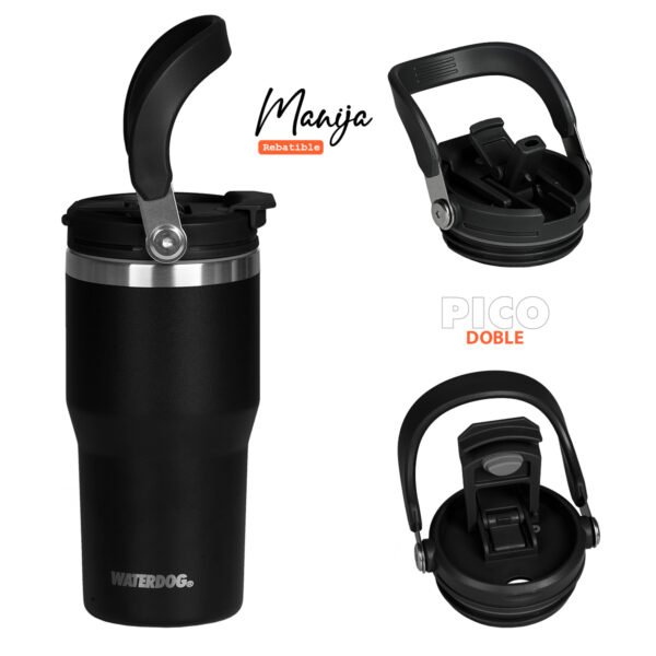 vaso zumo 600 negro 3 Vaso Termico Acero Inoxidable Zumo 600 Ml Manija Waterdog