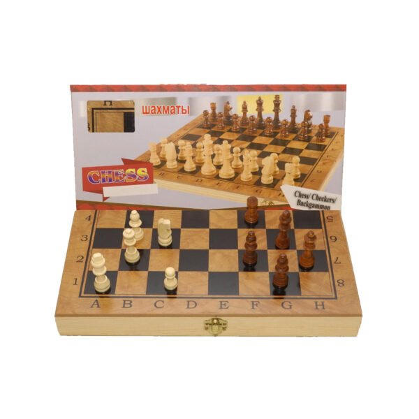 ajedrez GMP5001 5 Ajedrez Backgammon Damas 3 En 1 Madera Plegable Viaje Grande